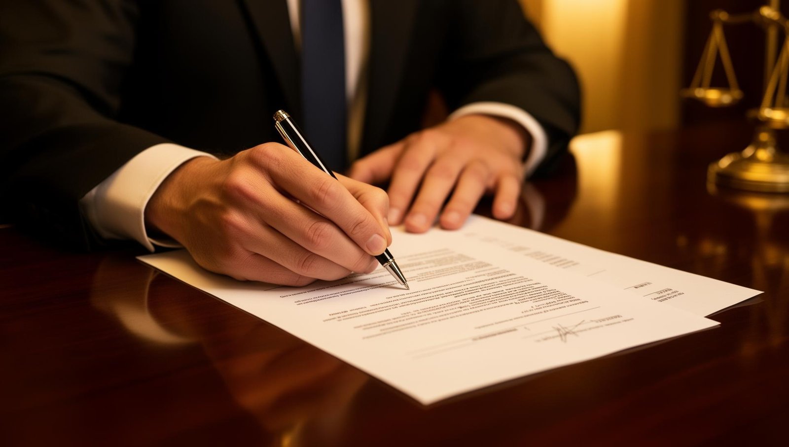 Advogado assinando documento